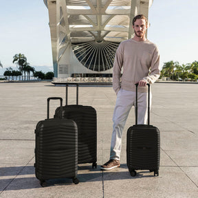 Mala de Bordo 10 Kg Polipropileno 4 Rodas Hong Kong Preta