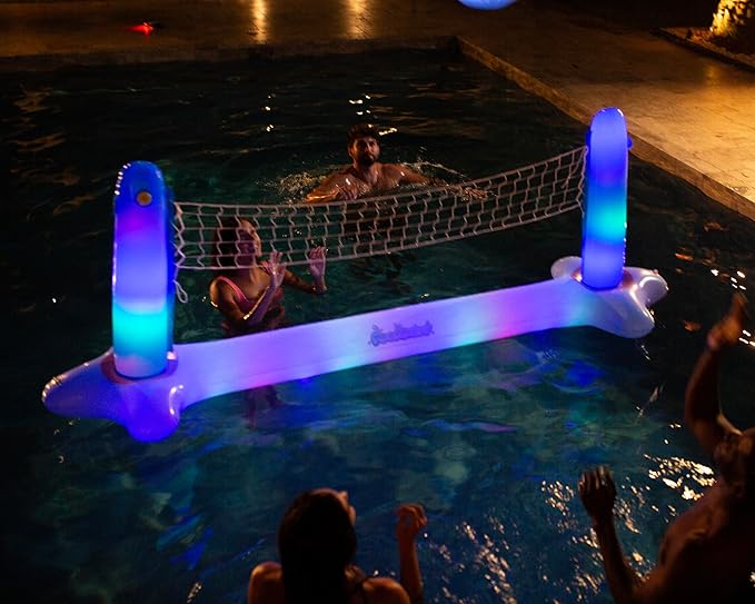 Poolcandy Conjunto de vôlei gigante flutuante de LED iluminado
