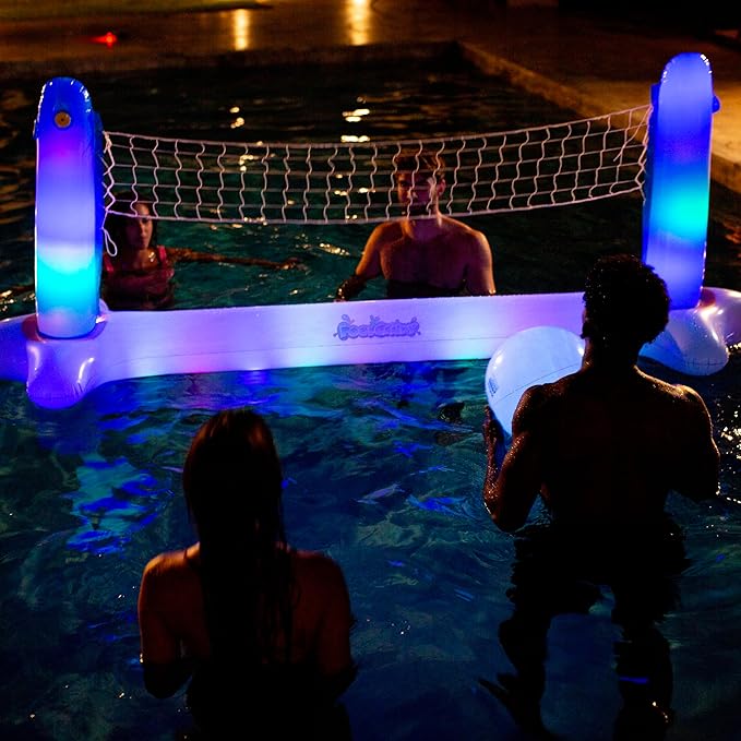 Poolcandy Conjunto de vôlei gigante flutuante de LED iluminado