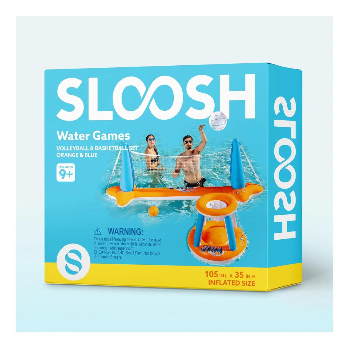 Arena Aquática PoolCandy - Conjunto Inflável de Basquete + Vôlei para Piscina