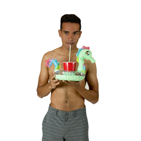 Boia de Piscina Inflável com Porta-Copos – Cavalo-Marinho Glitter PoolCandy