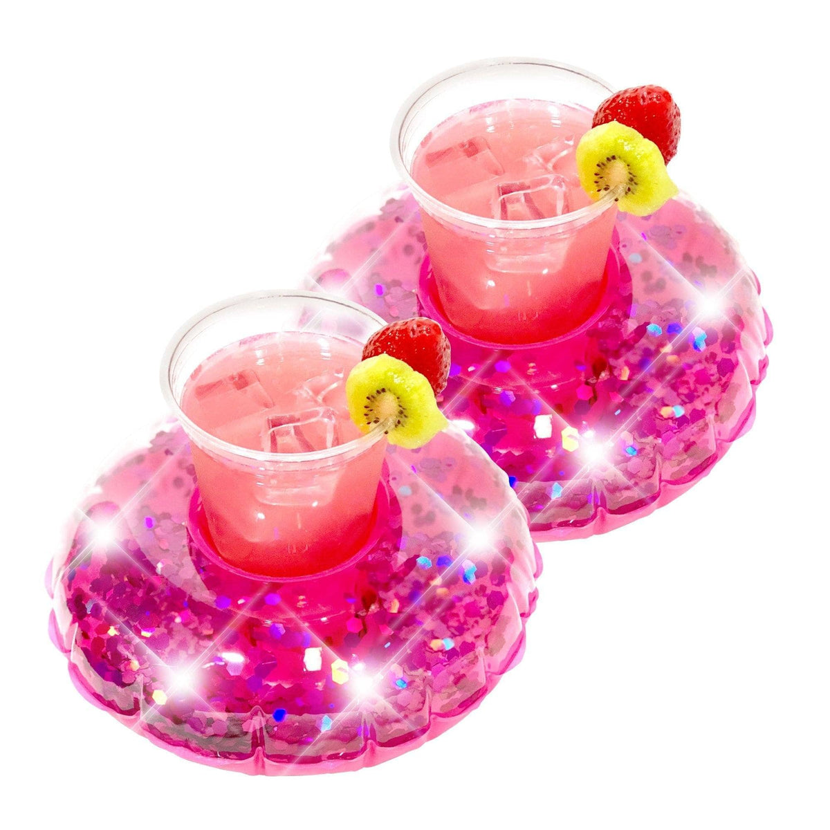 Suporte Inflável para Bebidas – Kit com 2 (Pink Glitter) – PoolCandy