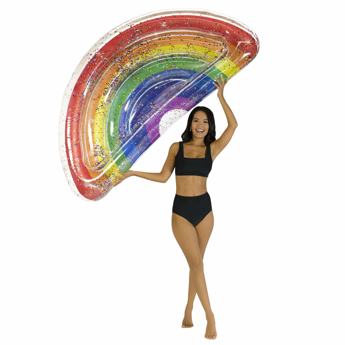 Boia Inflável Rainbow Half Island com Glitter – PoolCandy